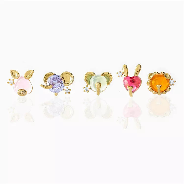 Wildlife Studs - 4 individual studs Gold Plated Sterling Sliver Post & Backing